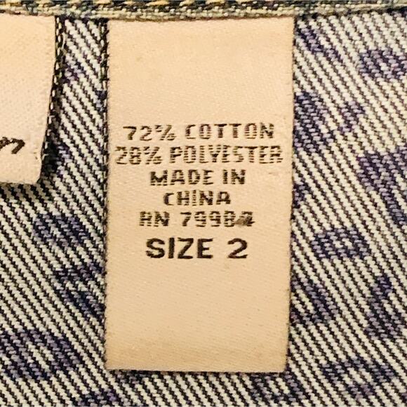 CHICO's PLATINUM Jean Jacket Size 2 ( Size L / 12 ) Ruffle Detail Band Collar - Picture 6 of 7